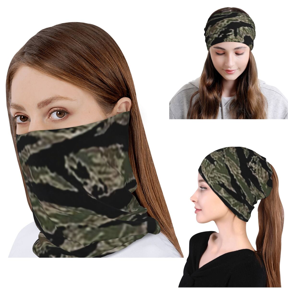 Knit Beanie Hat Warm - Kaplan şerit kamuflaj askeri kamuflaj Bandana
