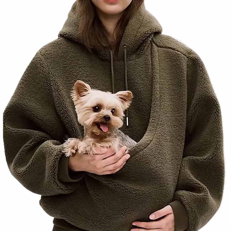 Sherpa Hoodie Fleece - Sonbahar-Kış Koleksiyonu, Düz Renk, Evcil Hayvan