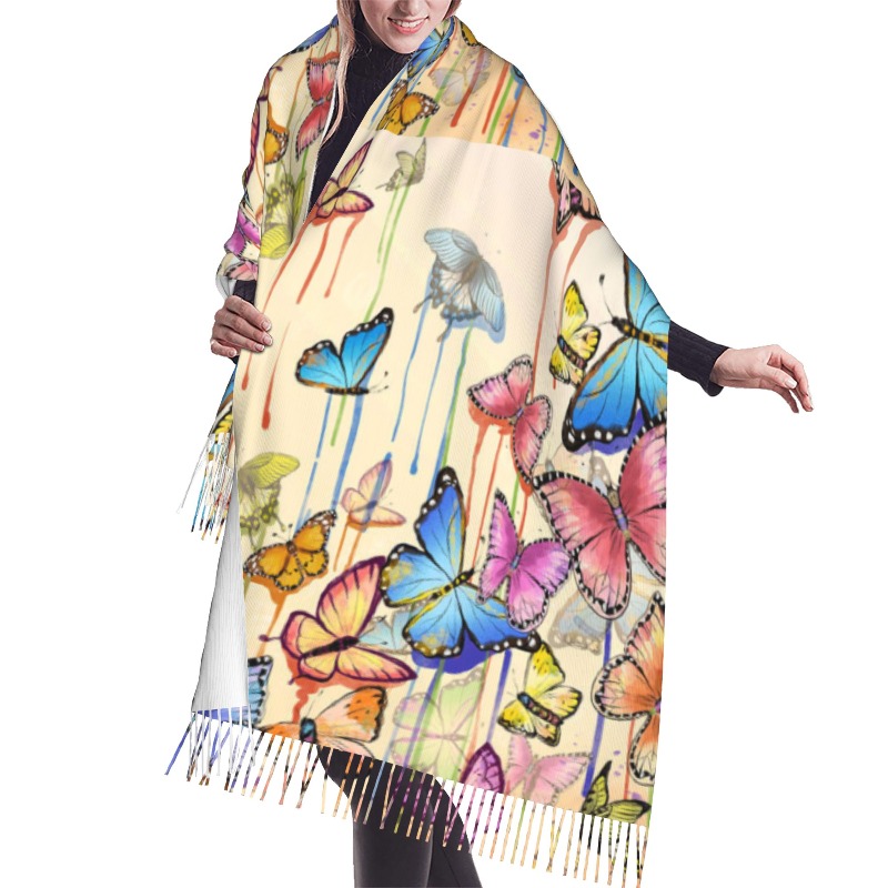 Retro Kelebek Desenli Kışlık K - Cashmere Pashmina Wrap incelemesi ve fiyatı