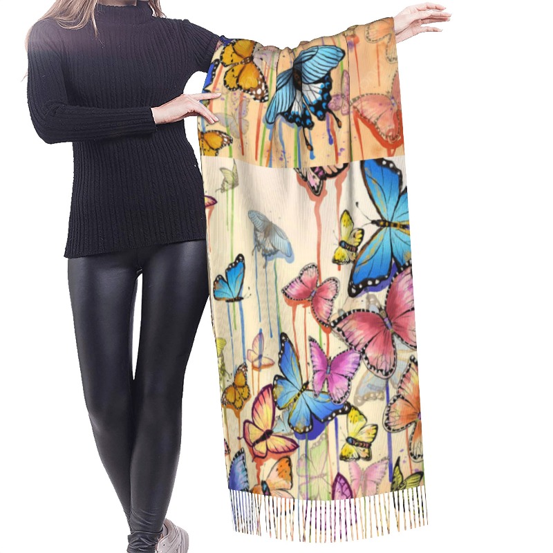 Retro Kelebek Desenli Kışlık K - Cashmere Pashmina Wrap incelemesi ve fiyatı