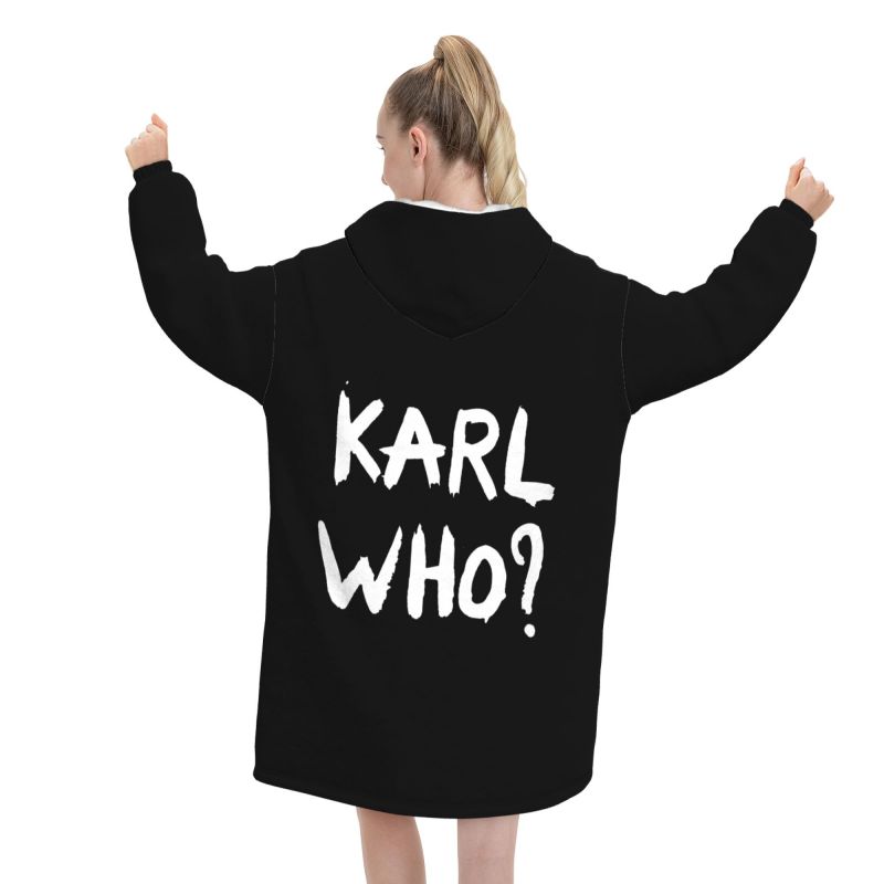 Karl Who Slogan Siyah Giyilebi - Sherpa Hoodie Fleece incelemesi ve fiyatı